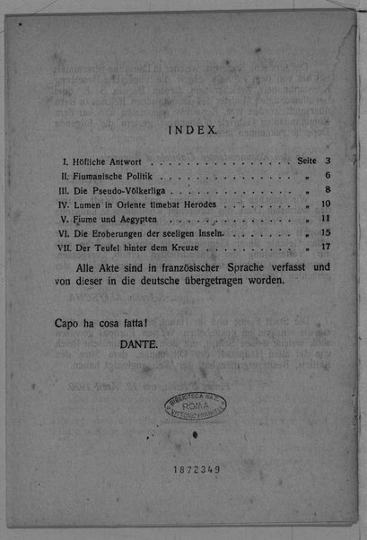 Akte und Berichte des Bureau für auswaertige Verbindungen des Kommando. 28. November 1919-1. Mai 1920